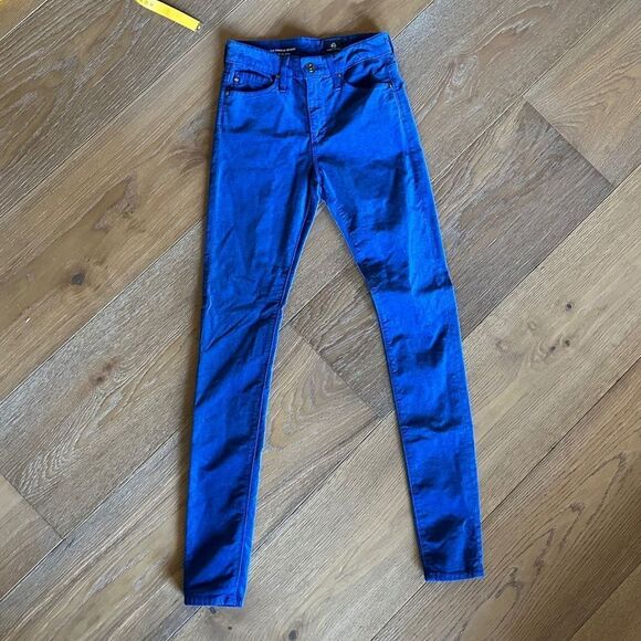 AG The Farrah High Waist Velvet Jeans in Egyptian Blue - Picture 4 of 12